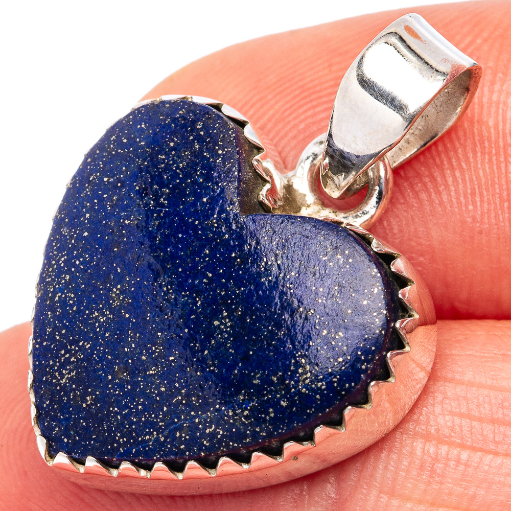 Lapis Lazuli Heart Pendant 1 1/8" (.925 Sterling Silver)