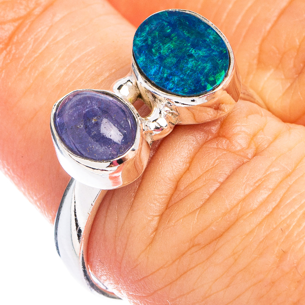 Tanzanite, Doublet Opal Ring Size 7.25 (.925 Sterling Silver)