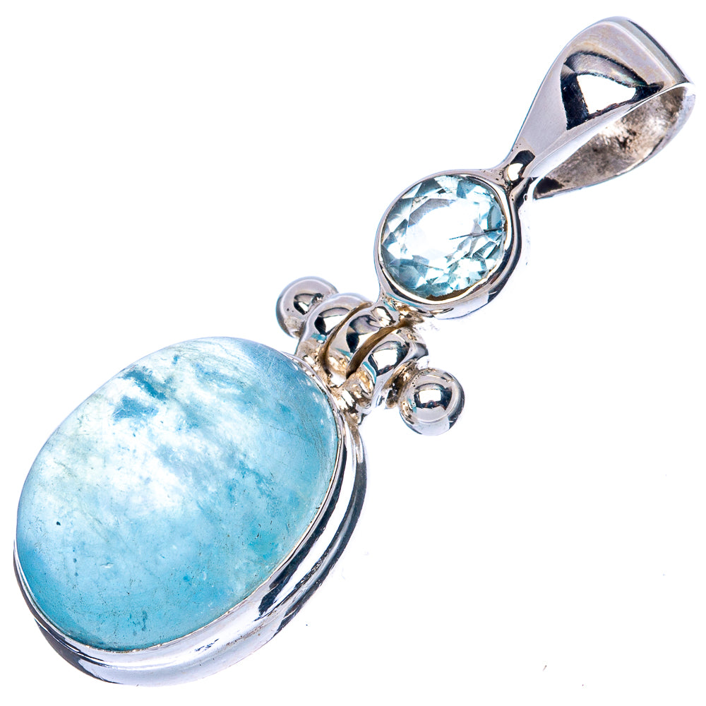Aquamarine, Blue Topaz Pendant 1 1/4" (925 Sterling Silver) P42777