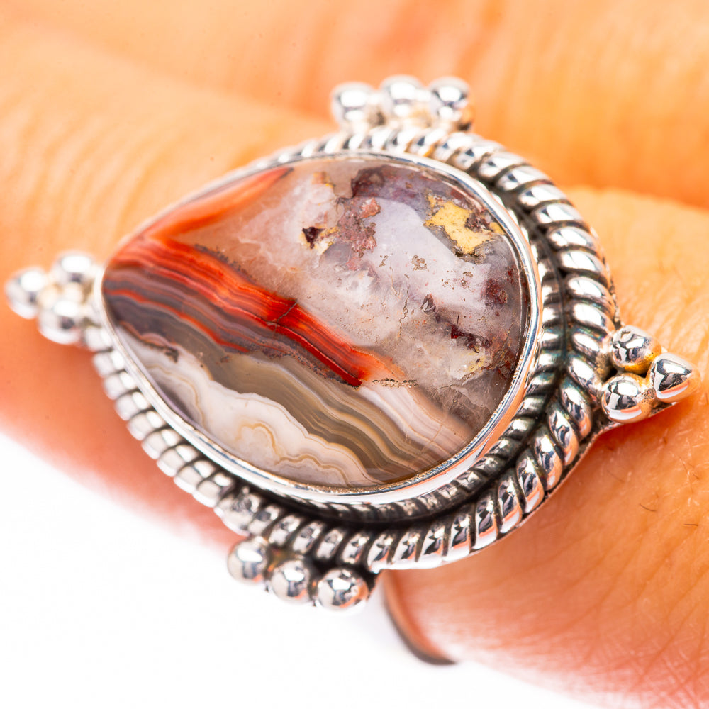 Crazy Lace Agate Ring Size 8.25 (925 Sterling Silver) R140580