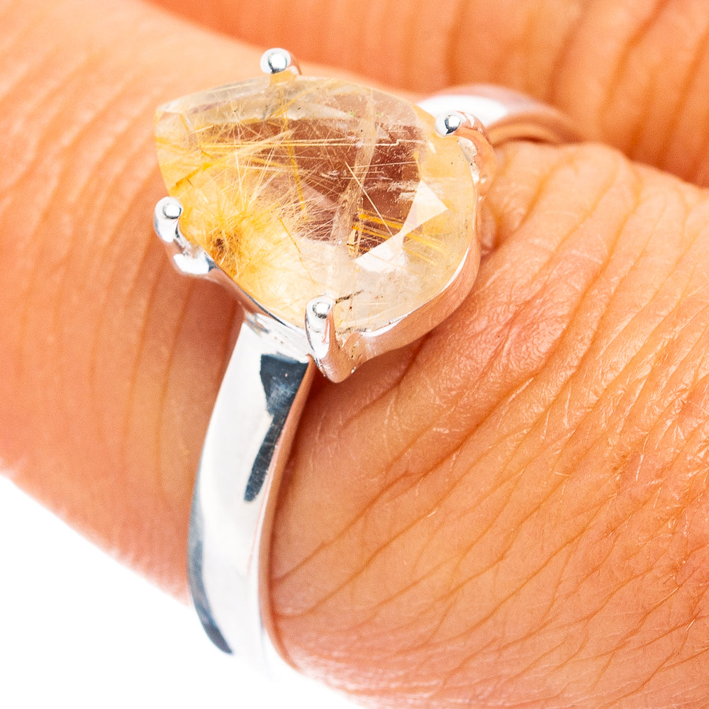 Rutilated Quartz Ring Size 8 (.925 Sterling Silver)