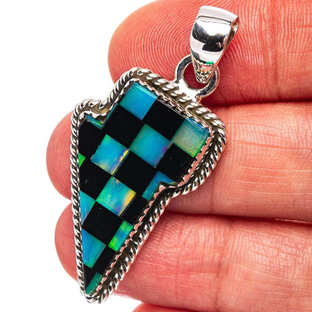 Premium Aura Opal Lightning Bolt Pendant 1 5/8" (.925 Sterling Silver)