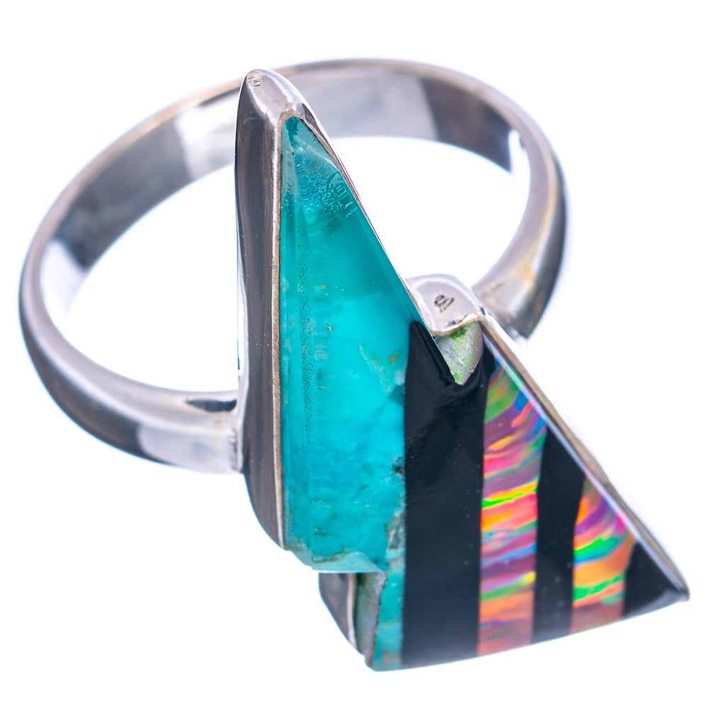 Premium Aura Opal Bolt Ring Size 6.75 (.925 Sterling Silver)