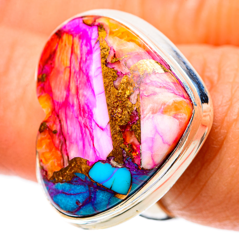 Kingman Pink Dahlia Turquoise Ring Size 6.75 (925 Sterling Silver) RING138760