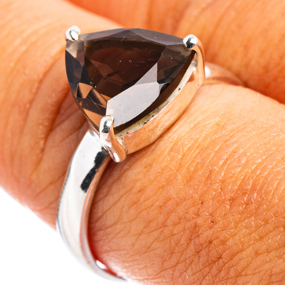 Faceted Smoky Quartz Ring Size 9 (.925 Sterling Silver)
