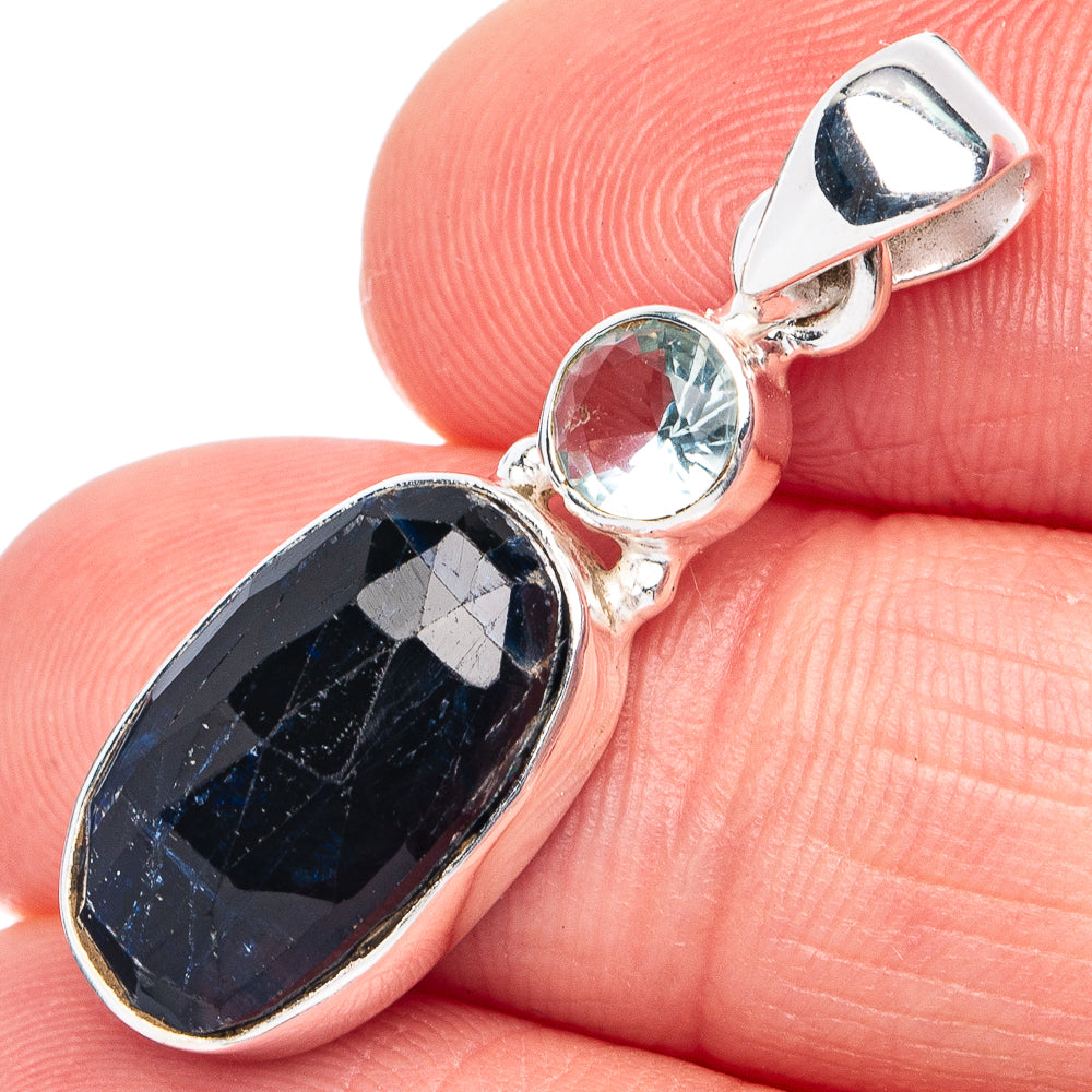 Kyanite, Blue Topaz Pendant 1 1/4" (925 Sterling Silver) P45418