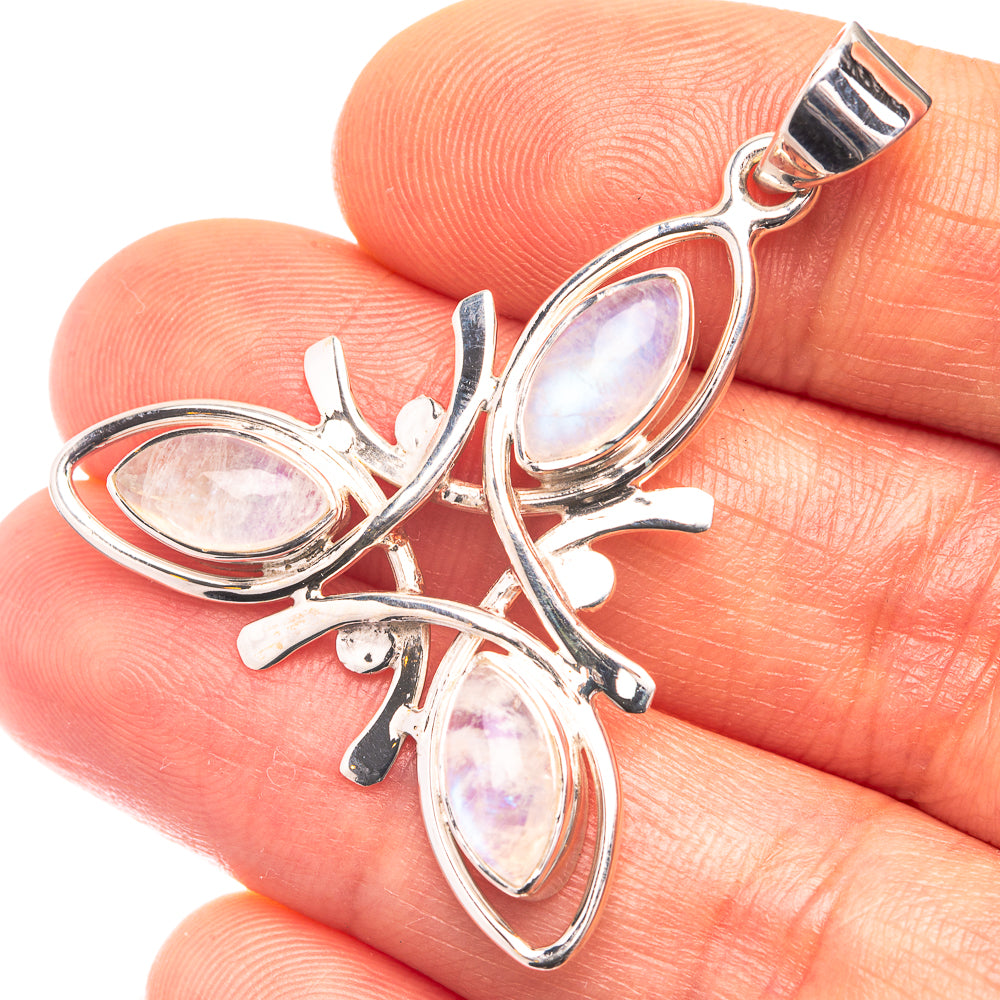 Premium Signature Rainbow Moonstone Pendant 1 1/2" (925 Sterling Silver) P38791