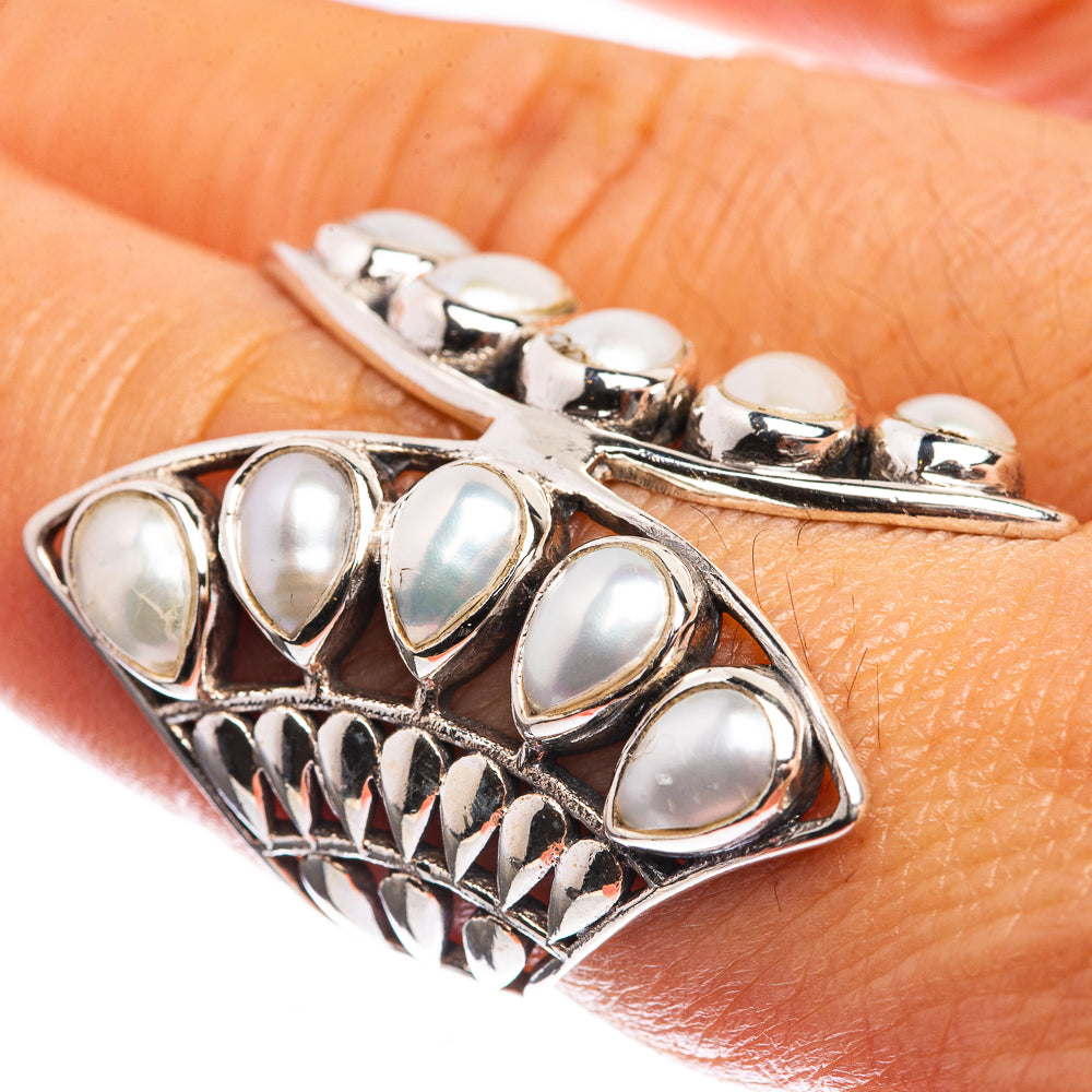 Large Cultured Pearl 925 Sterling Silver Ring Size 7.75