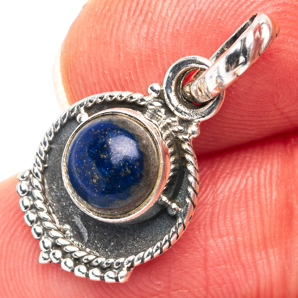 Dainty Lapis Lazuli Pendant 7/8" (.925 Sterling Silver)