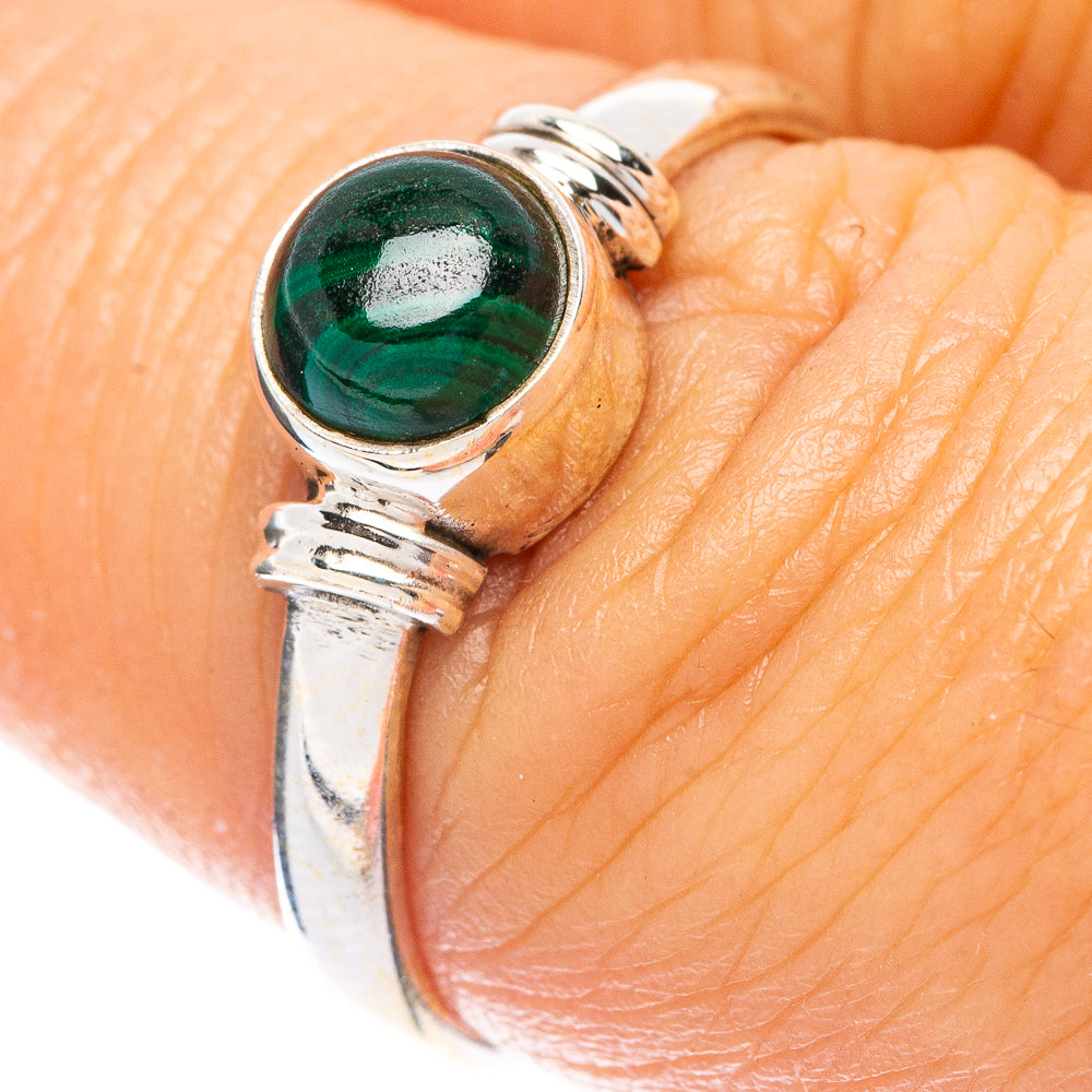 Malachite Dainty Ring Size 7 (925 Sterling Silver) R5745