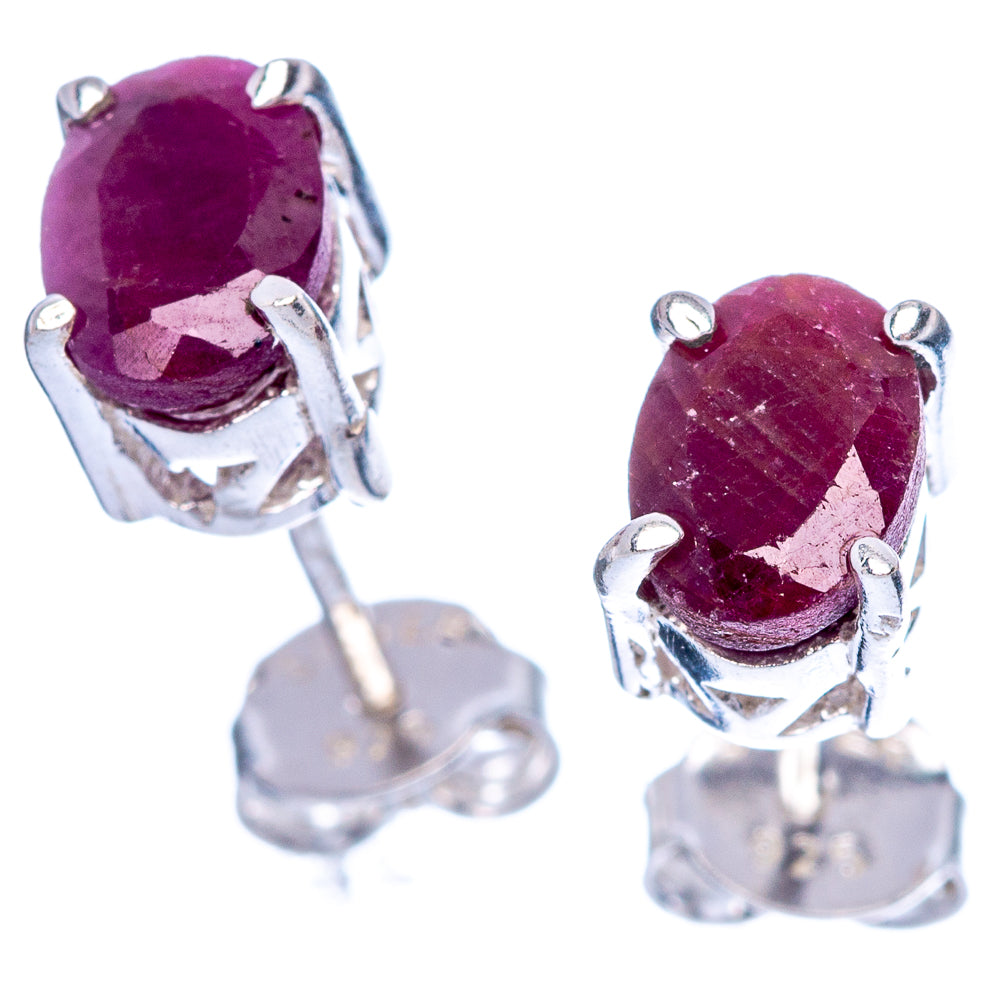 Red Sillimanite Dainty Earrings 1/4" (925 Sterling Silver) E2048