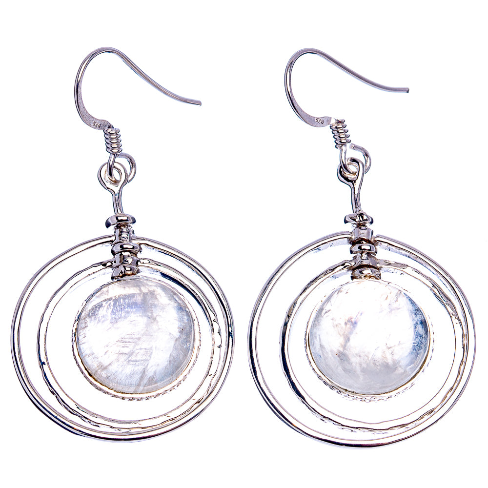 Signature Rainbow Moonstone Earrings 1 7/8" (.925 Sterling Silver)