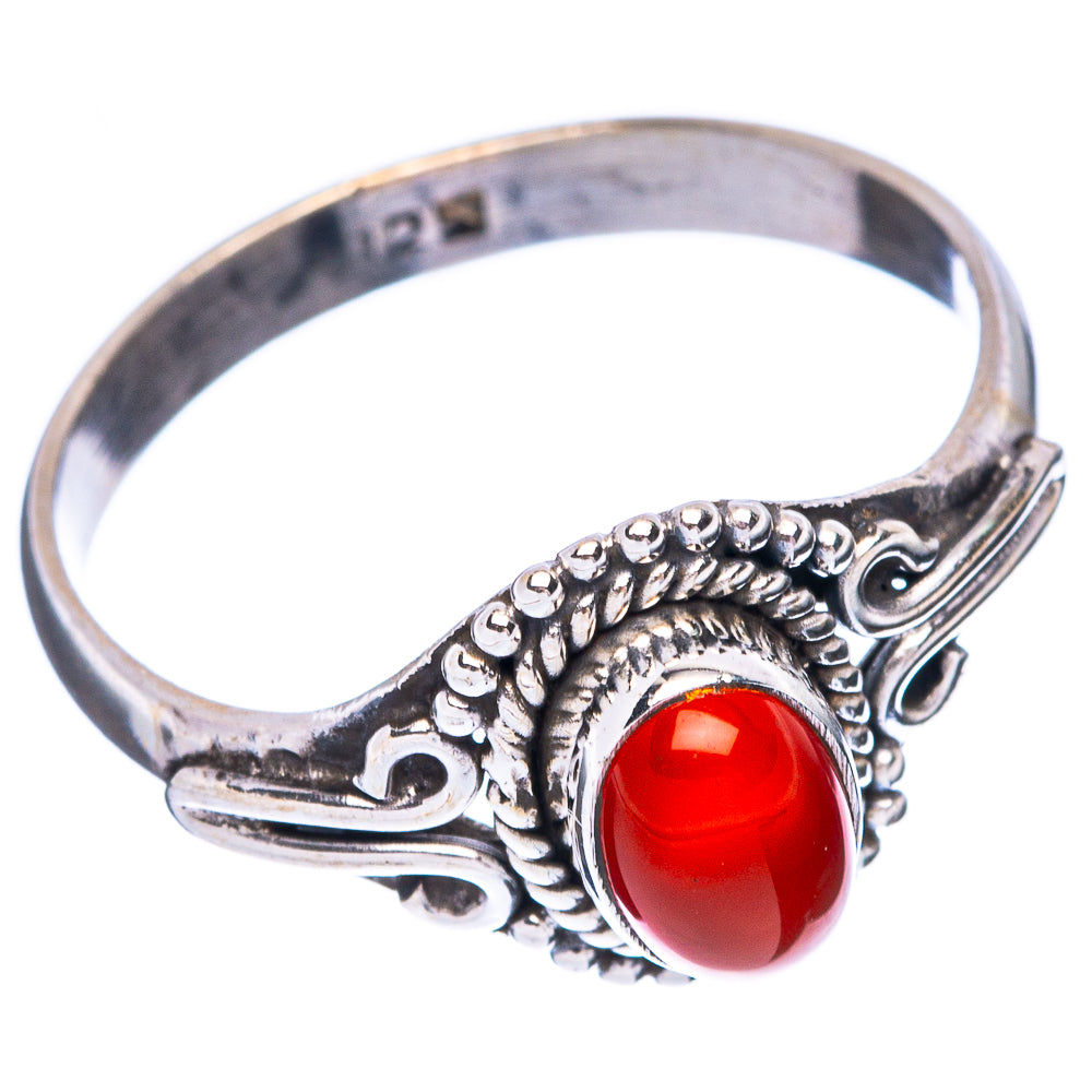 Red Onyx Dainty Ring Size 8 (925 Sterling Silver) R5945