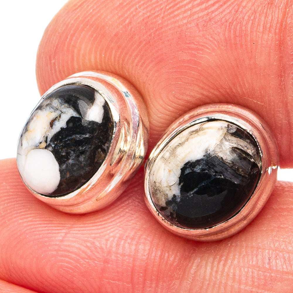 White Buffalo Turquoise Earrings 1/2" (925 Sterling Silver) E2762