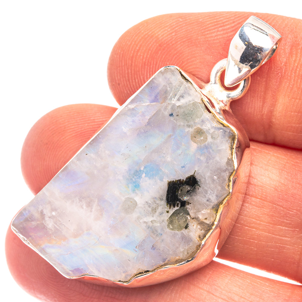 Rainbow Moonstone Pendant 1 5/8" (925 Sterling Silver) P38853