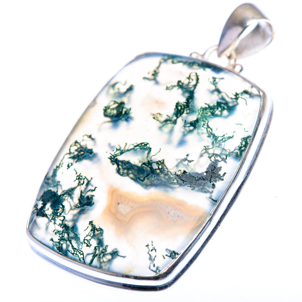 Green Moss Agate Pendant 1 3/4" (925 Sterling Silver) PD38456