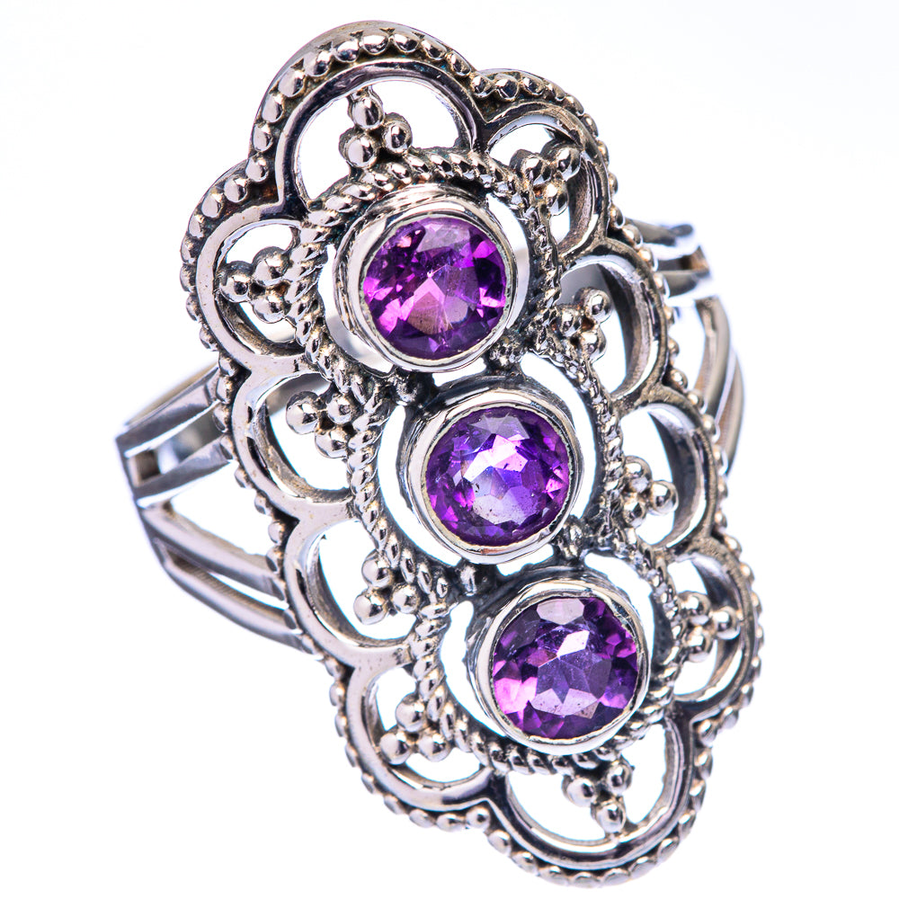 Faceted Amethyst Ring Size 8.5 (925 Sterling Silver) R142629