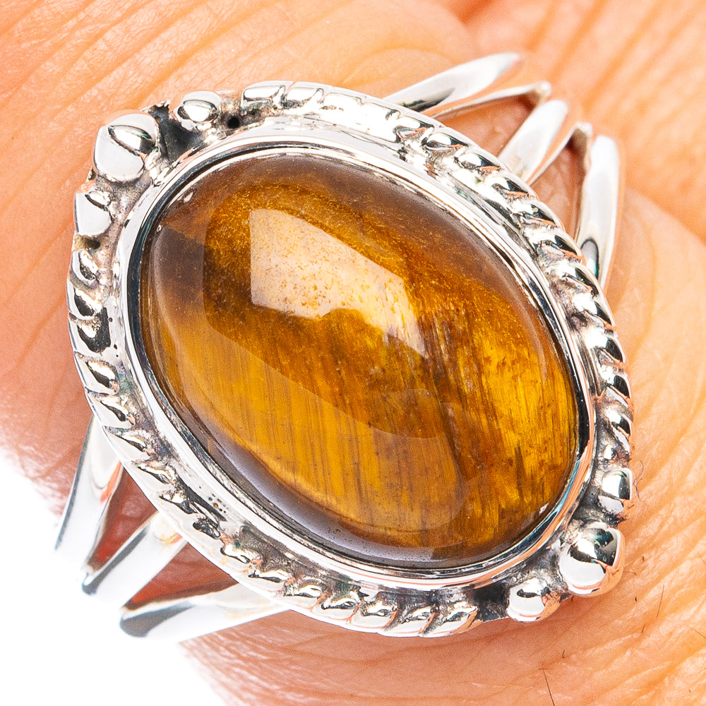 Premium Tiger Eye Ring Size 7.75 (925 Sterling Silver) R7646