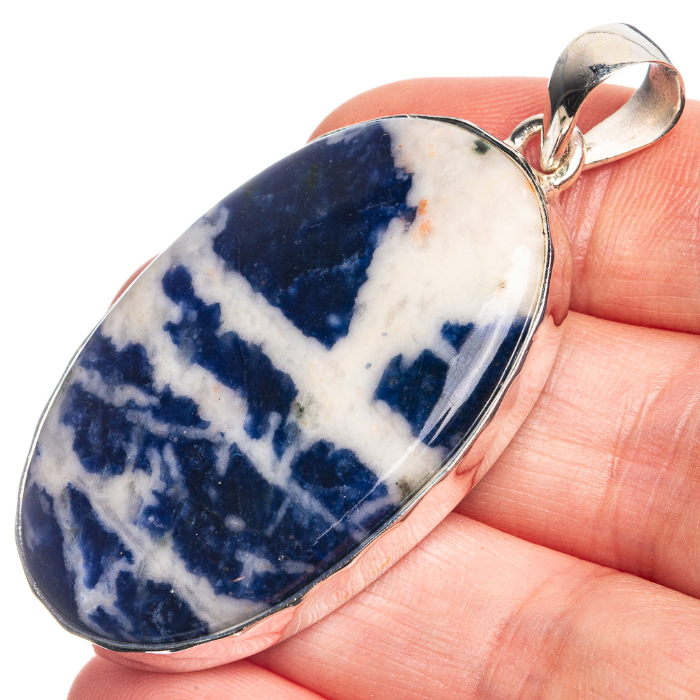 Sodalite 925 Sterling Silver Pendant 2 1/8"