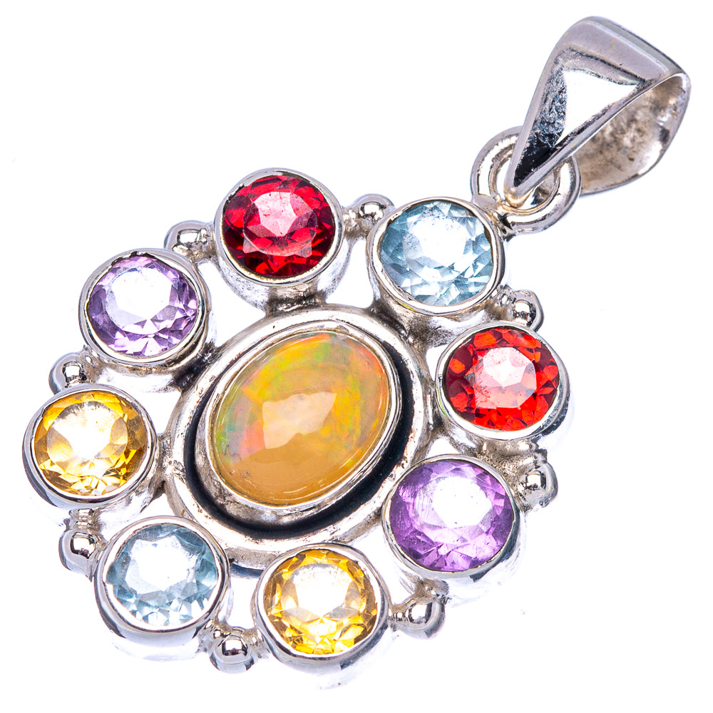 Rare Ethiopian Opal, Garnet, Amethyst, Blue Topaz, Citrine Pendant 1 1/2" (925 Sterling Silver) P40982