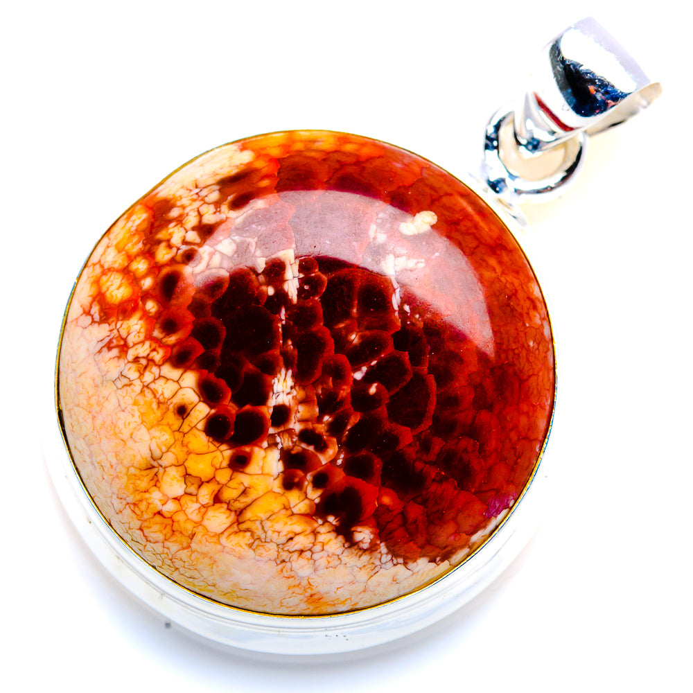 Fire Crab Agate Pendant 1 1/2" (925 Sterling Silver) PD38222