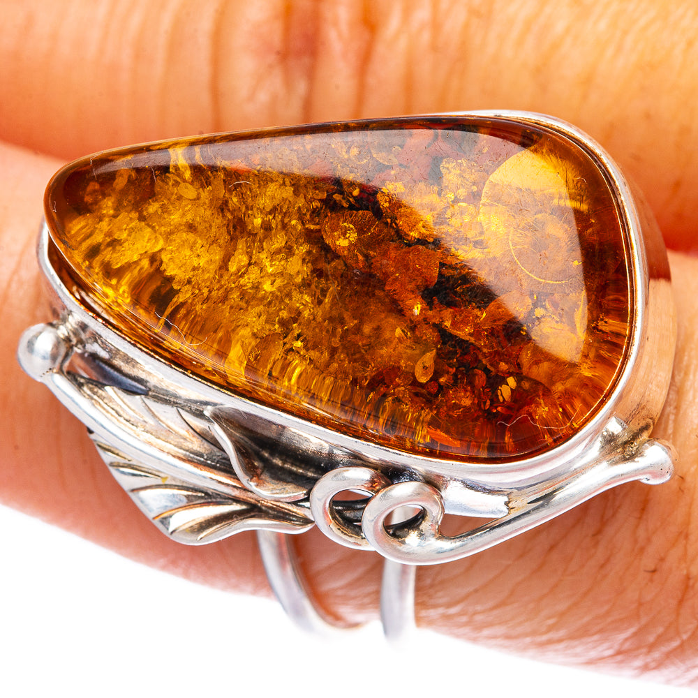 Large Baltic Amber Ring Size 7 (925 Sterling Silver) R146023