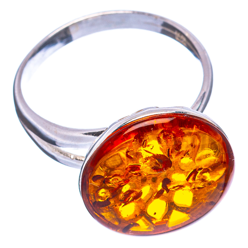 Baltic Amber Ring Size 7 Adjustable (.925 Sterling Silver)