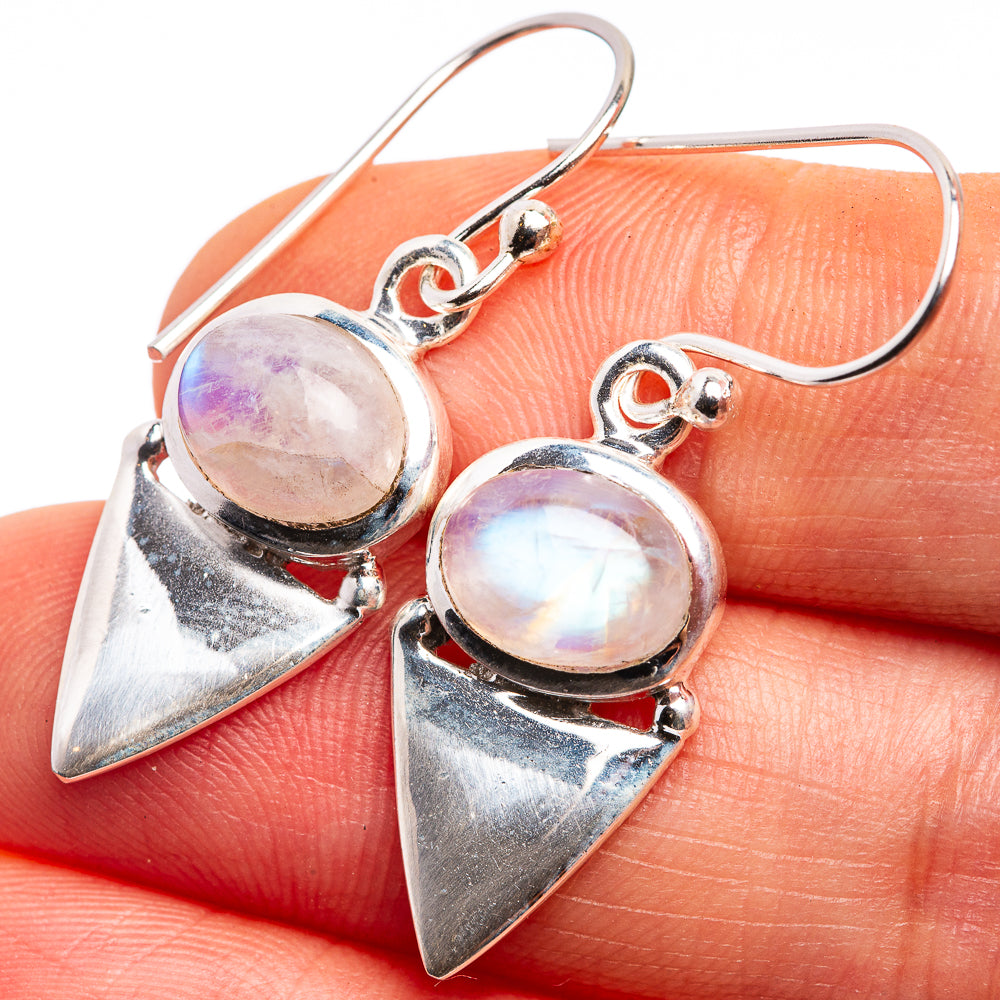 Rainbow Moonstone Dainty Earrings 1 1/2" (925 Sterling Silver) E432513