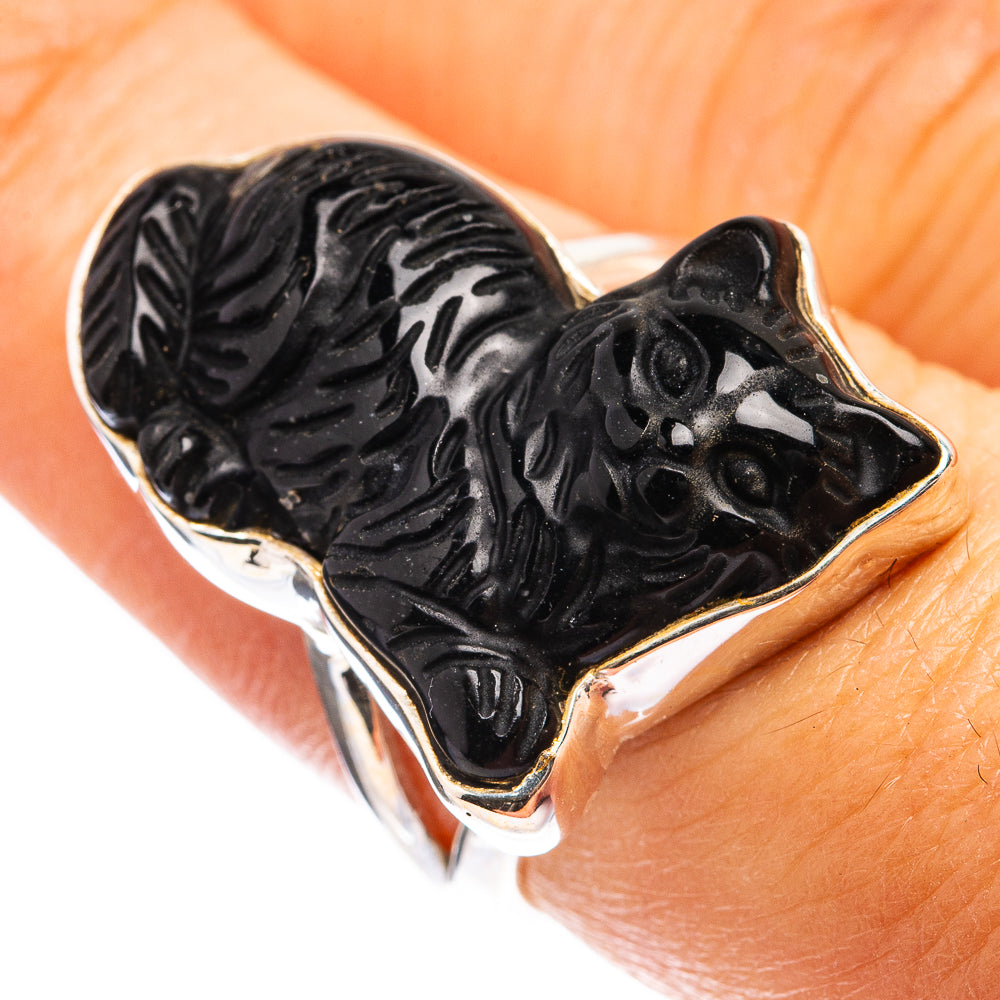 Black Onyx Cat Ring Size 7 (925 Sterling Silver) R142851