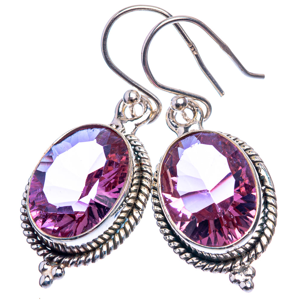 Faceted Alexandrite (Lab.) Earrings 1 1/2" (925 Sterling Silver) E432424
