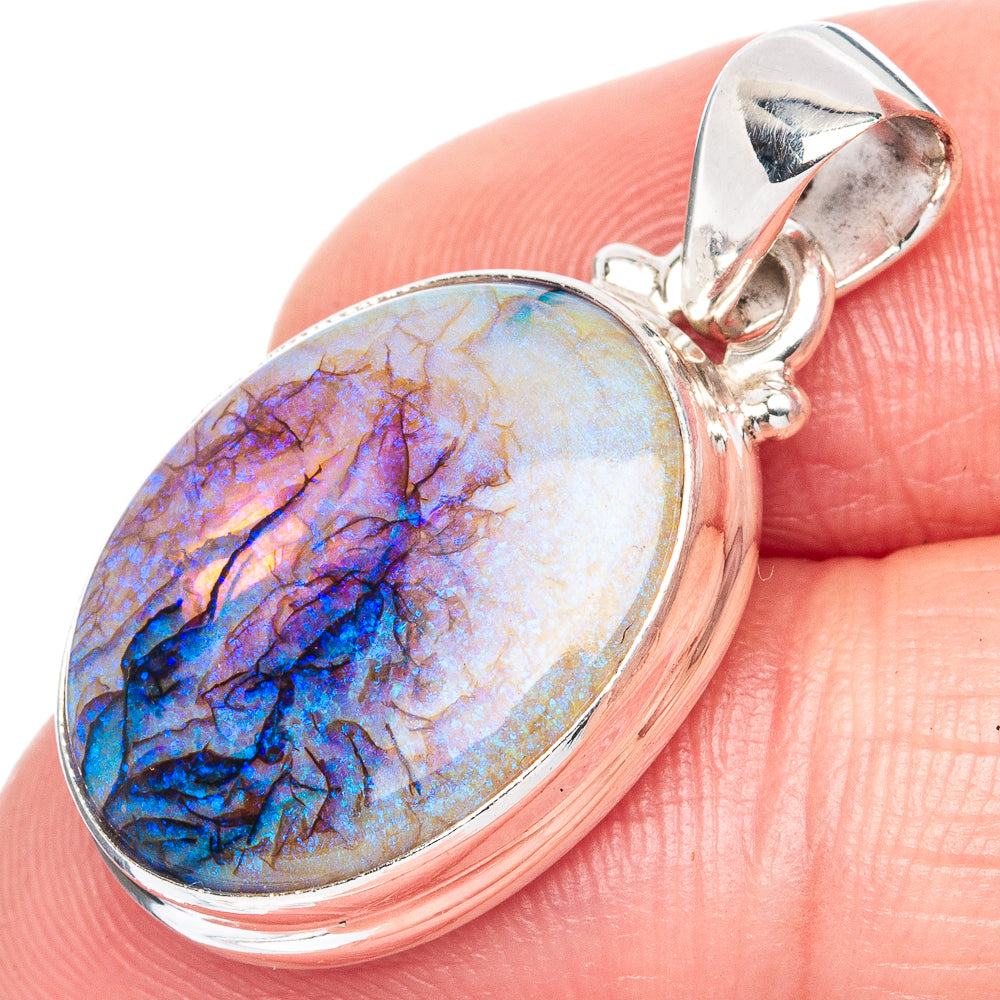 Rare Sterling Opal 925 Sterling Silver Pendant 1 1/4" (925 Sterling Silver) P41925