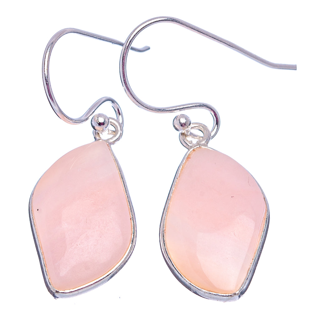 Pink Opal Earrings 1 3/8" (.925 Sterling Silver)