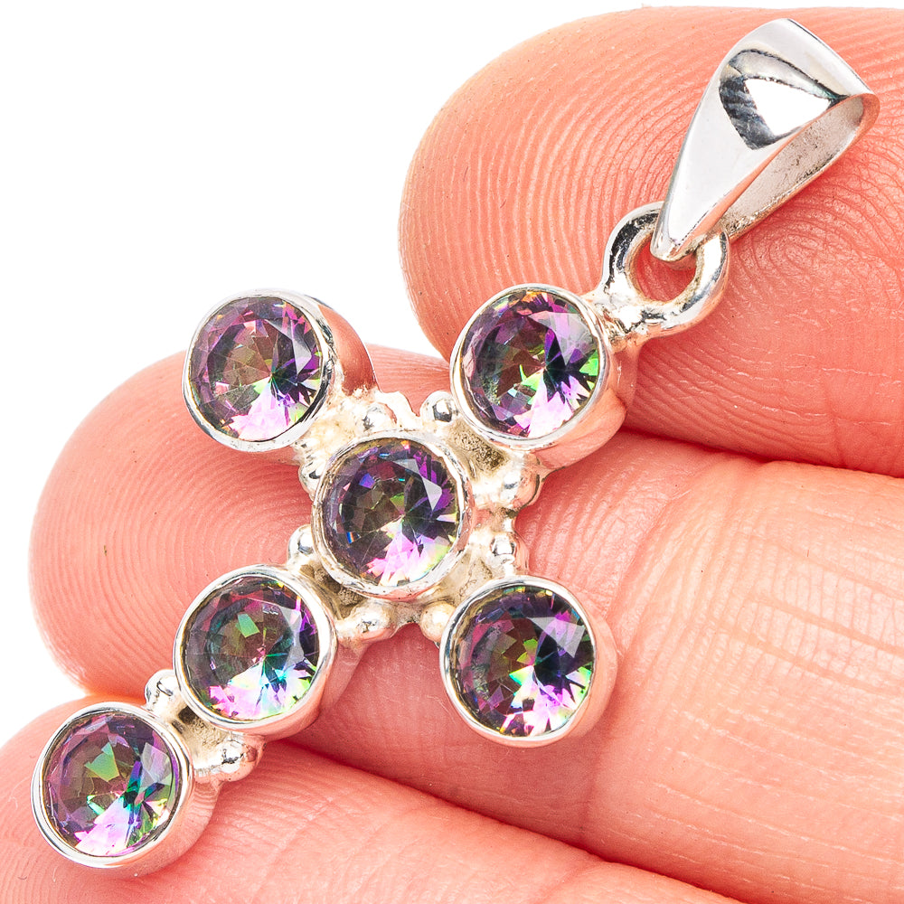 Mystic Topaz Cross Pendant 1 3/8" (925 Sterling Silver) P43962