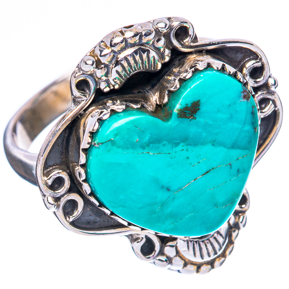 Rare Kingman Turquoise Heart 925 Sterling Silver Ring Size 8.25 (925 Sterling Silver) R3834