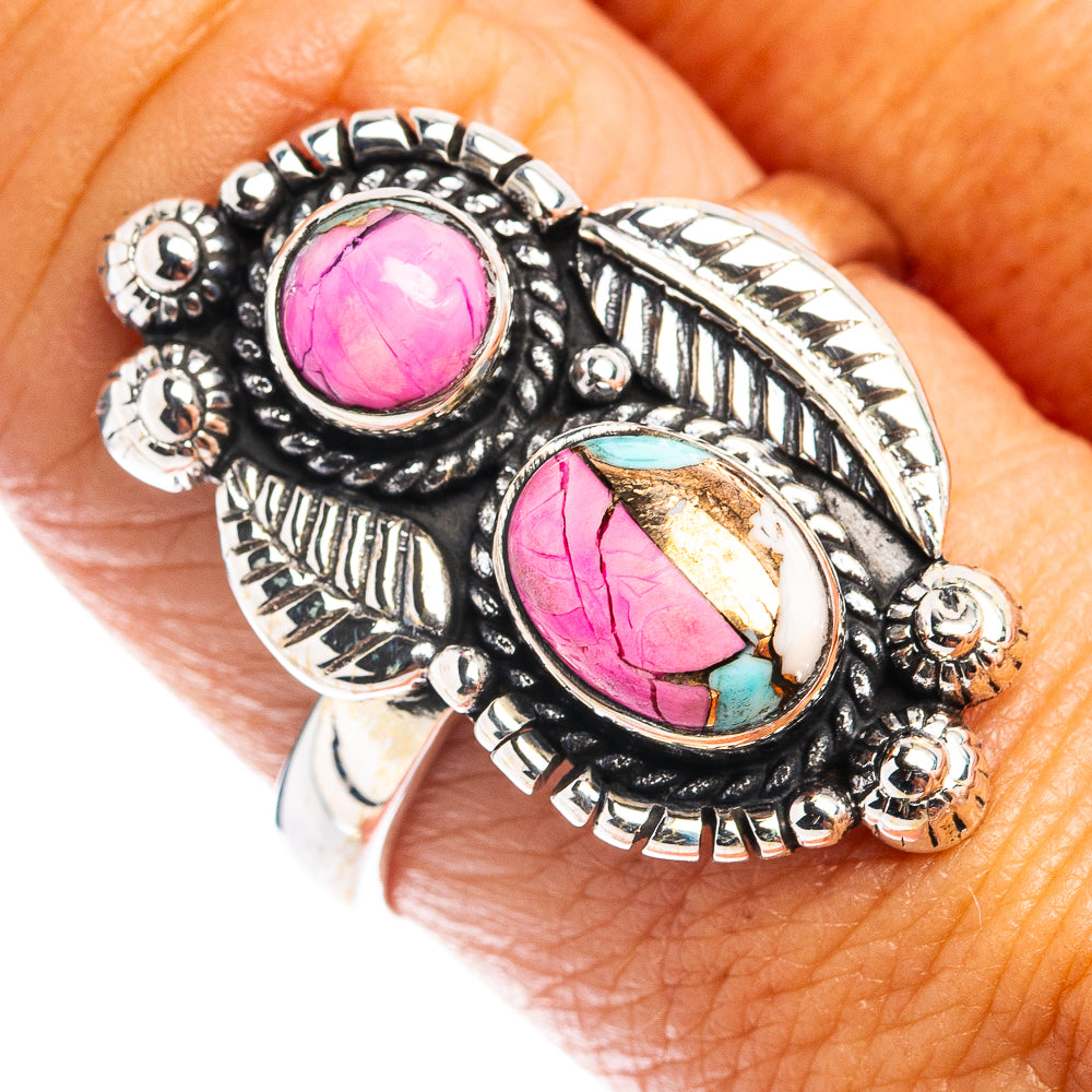 Native Style Cotton Candy Turquoise Ring Size 9 (.925 Sterling Silver)