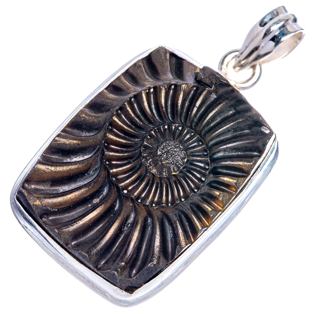 Rare Pyritized Ammonite Pendant 1 5/8" (925 Sterling Silver) P40642