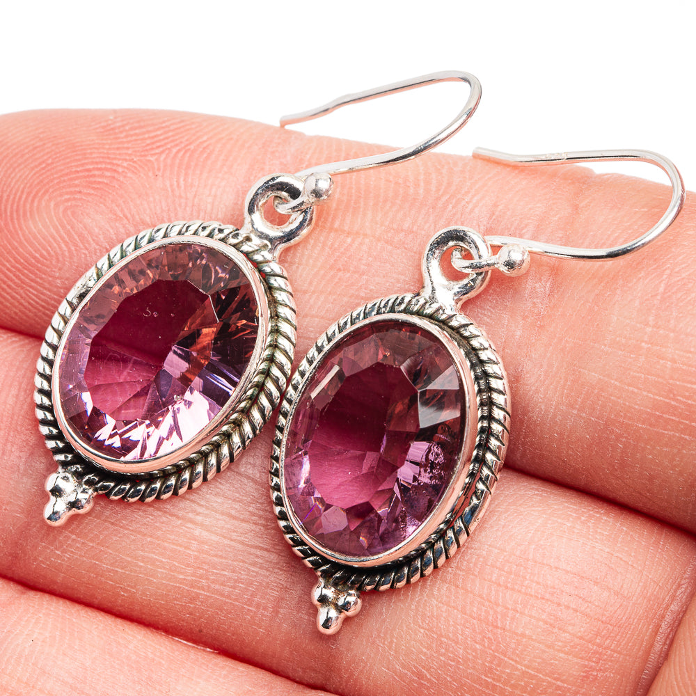 Faceted Color Change Alexandrite (Lab.) Earrings 1 1/2" (925 Sterling Silver) E432454