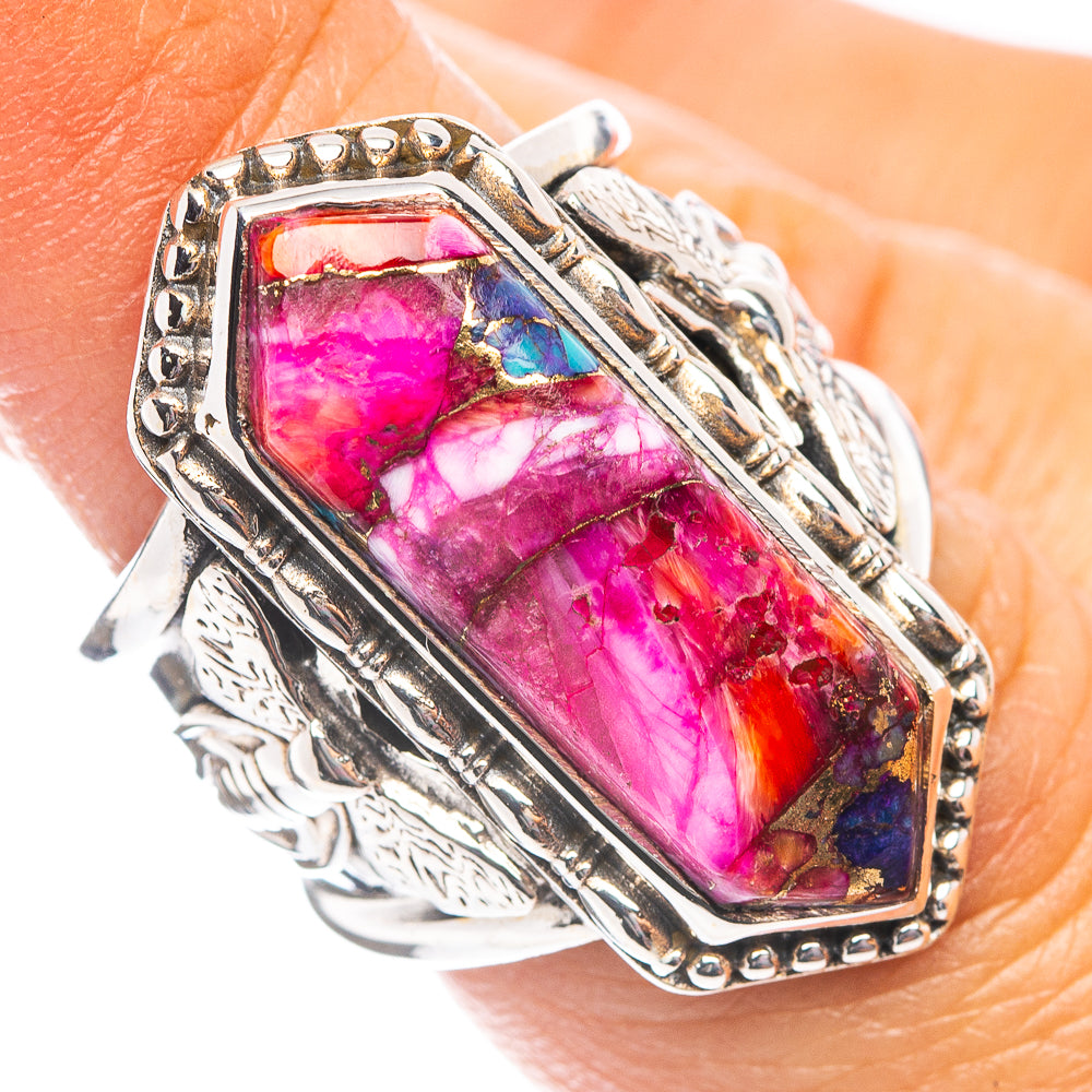 Premium Pink Dahlia Mohave Turquoise Ring Size 6.25 (.925 Sterling Silver)