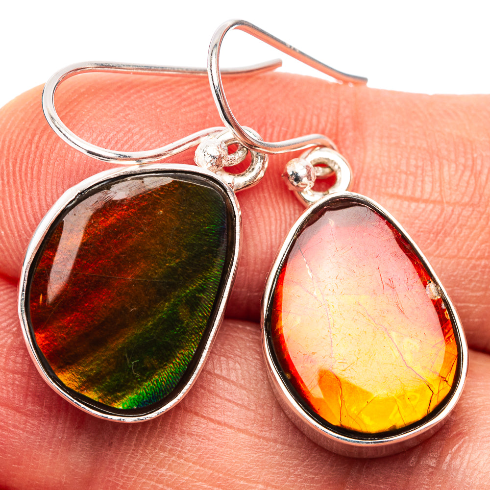 Premium Canadian Ammolite Earrings 1 1/4" (.925 Sterling Silver)