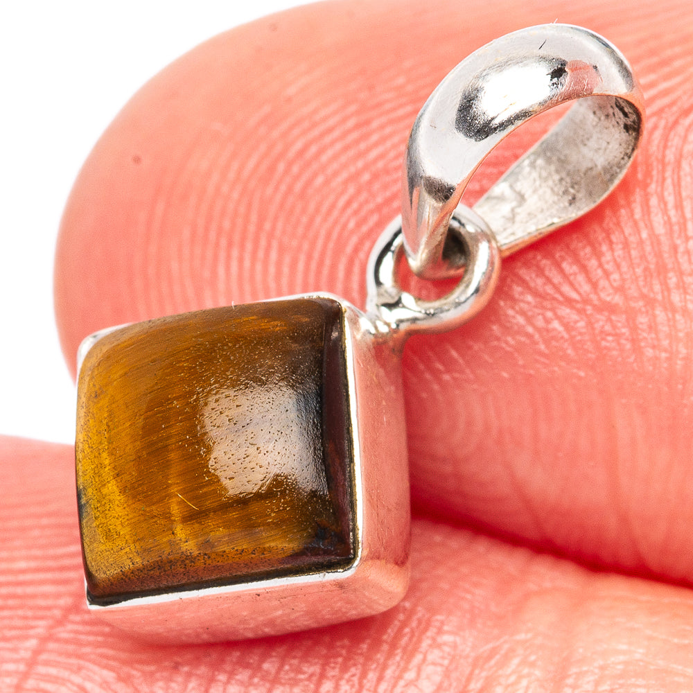 Tiger Eye Dainty Pendant 3/4" (925 Sterling Silver) P43528