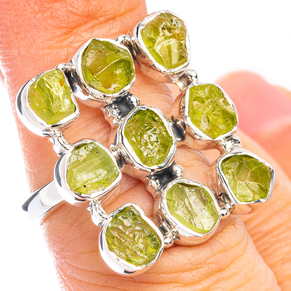 Premium Raw Peridot Ring Size 6 (925 Sterling Silver) R8092