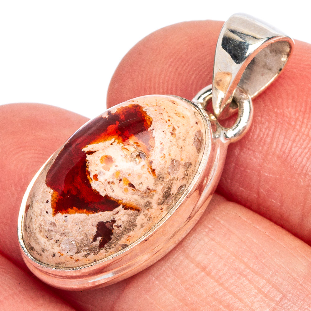 Rare Mexican Fire Opal Pendant 1 1/8" (925 Sterling Silver) P40414