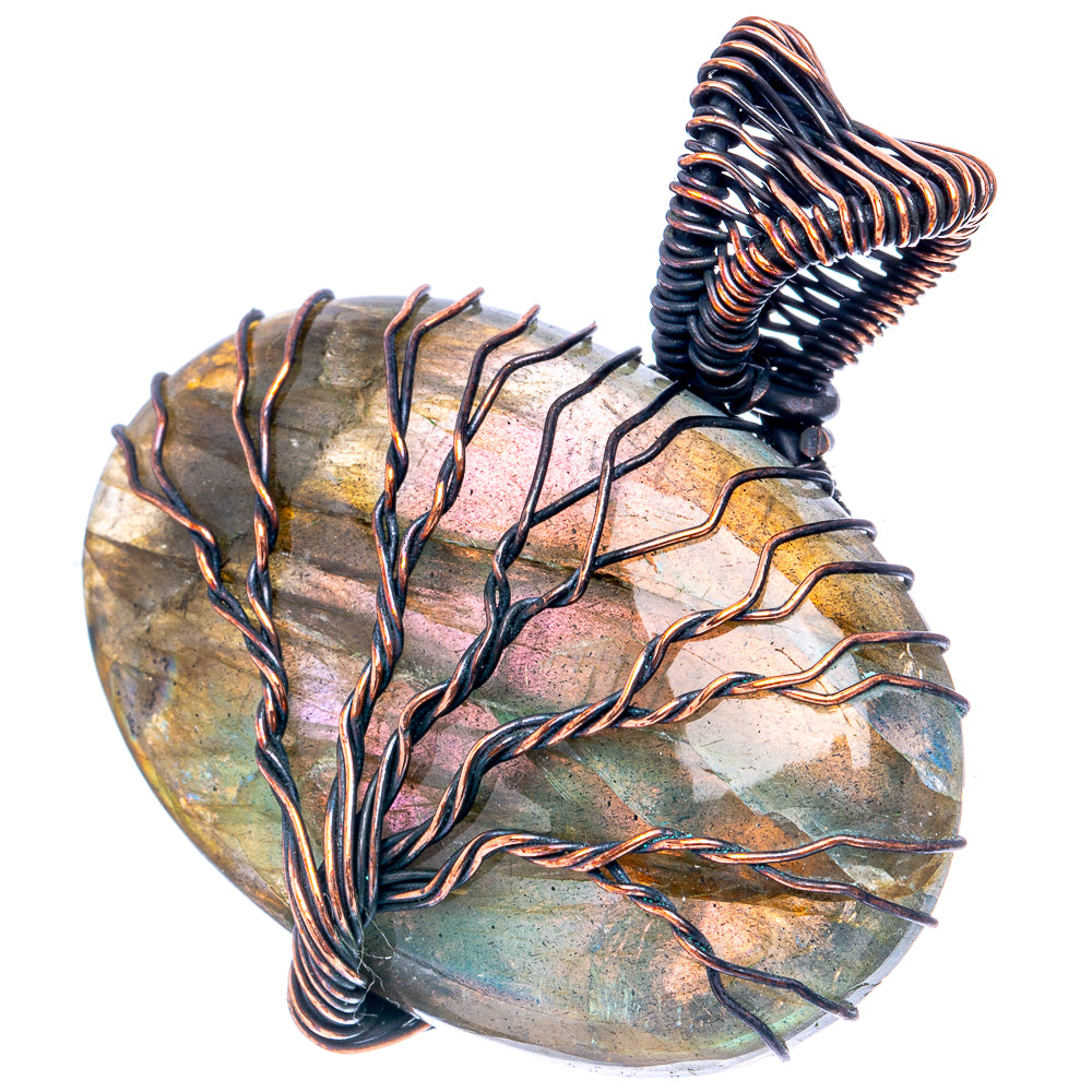 Labradorite Tree of Life Pendant 1 5/8" (Oxidized Copper)