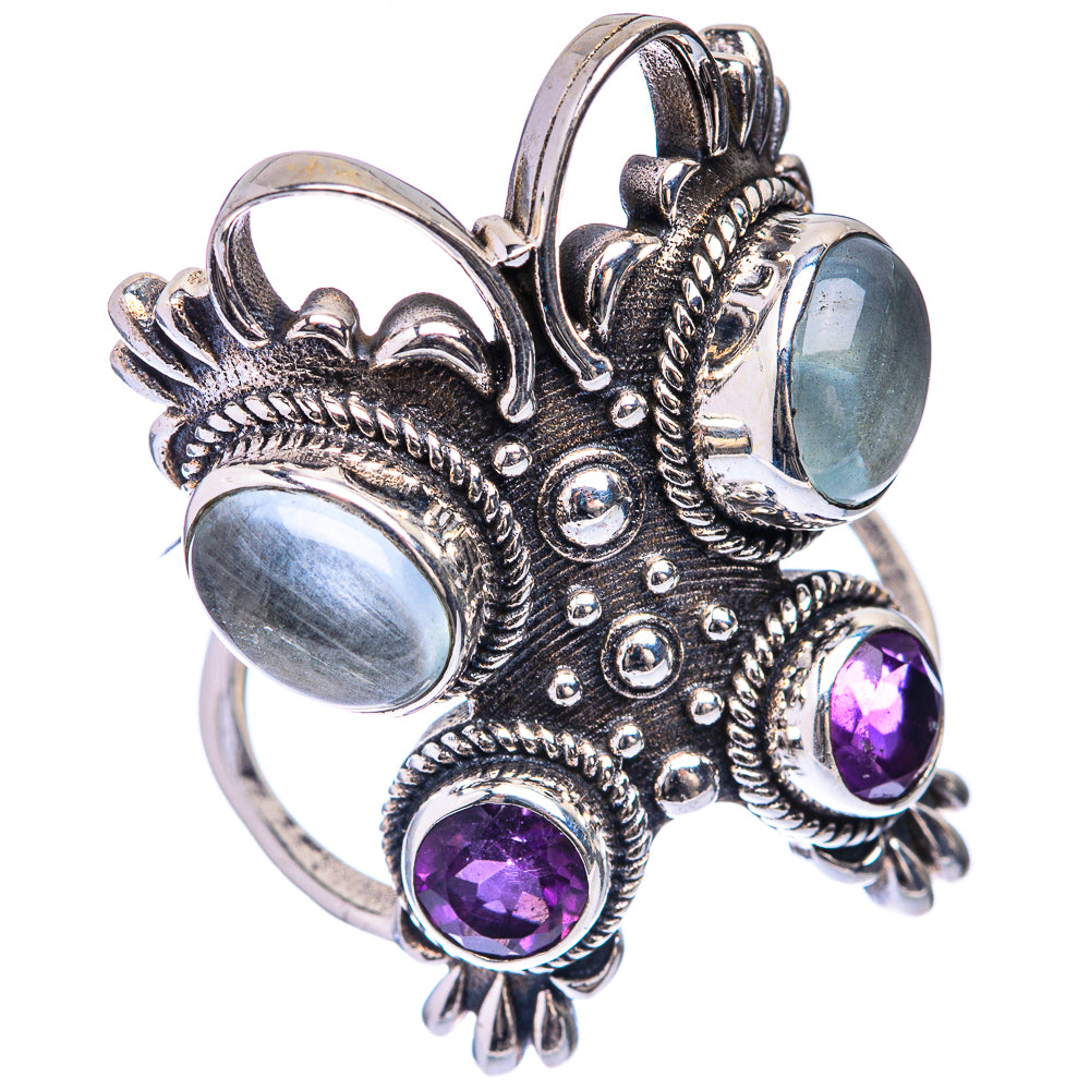 Large Aquamarine, Amethyst Ring Size 7.75 (925 Sterling Silver) R141623