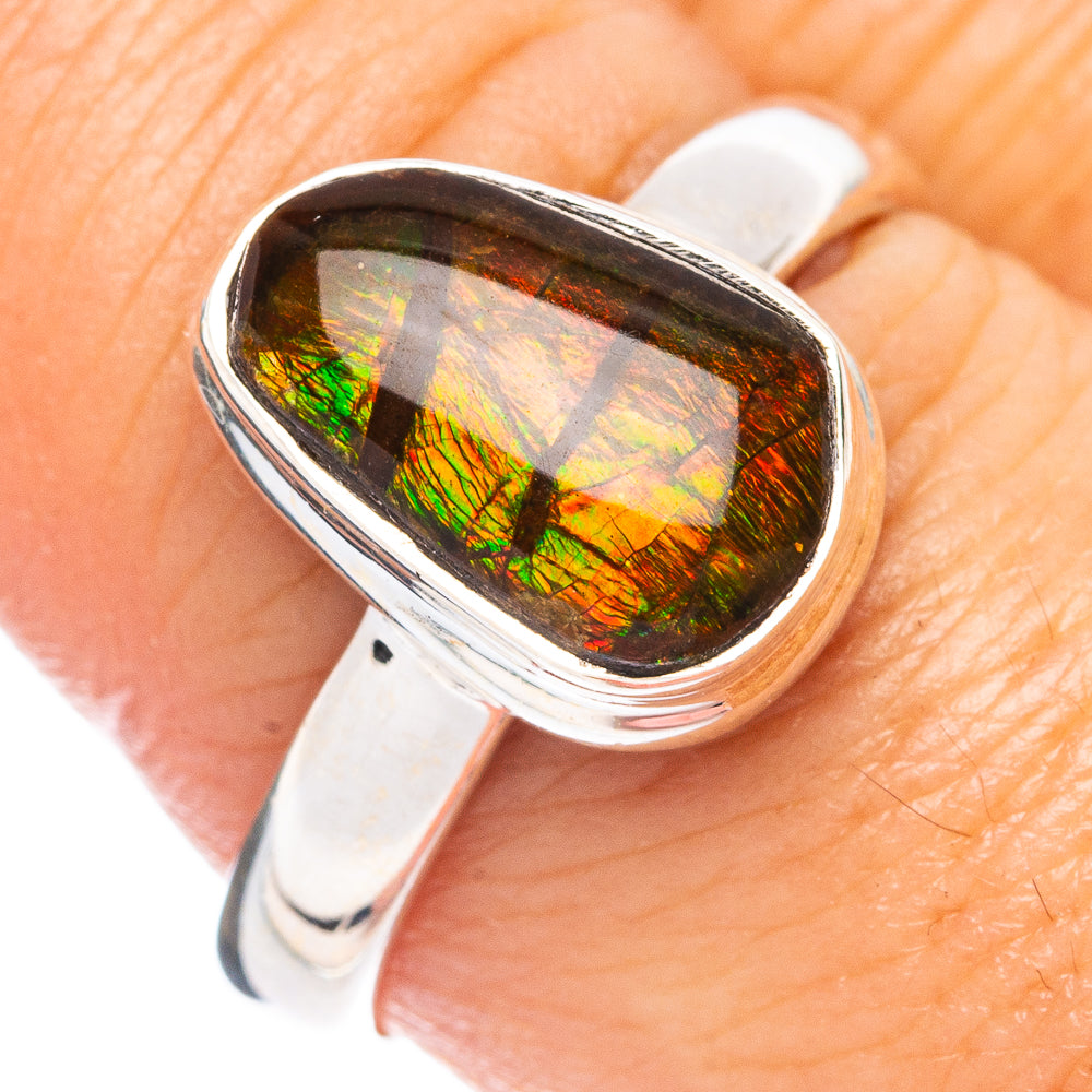 Rare Ammolite Ring Size 8.75 (925 Sterling Silver) R4962