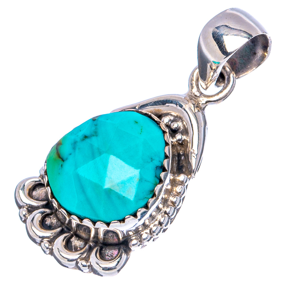 Rare Kingman Turquoise Pendant 1 1/8" (.925 Sterling Silver)
