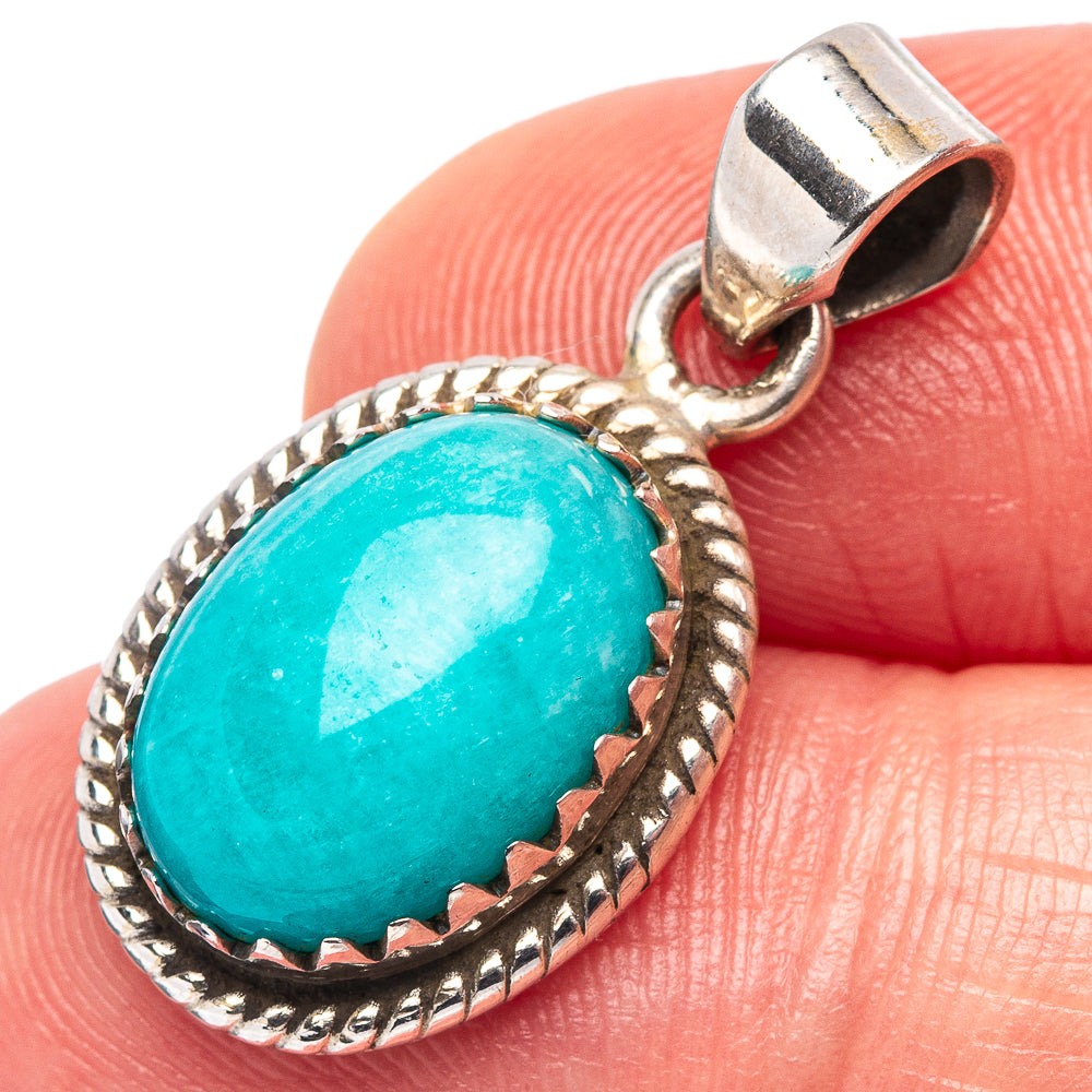 Amazonite Native Style Pendant 1 1/8" (.925 Sterling Silver)