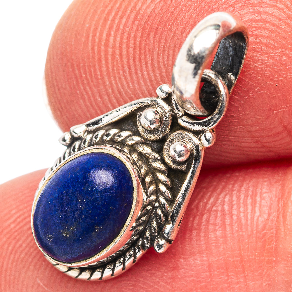 Dainty Lapis Lazuli Pendant 7/8" (.925 Sterling Silver)