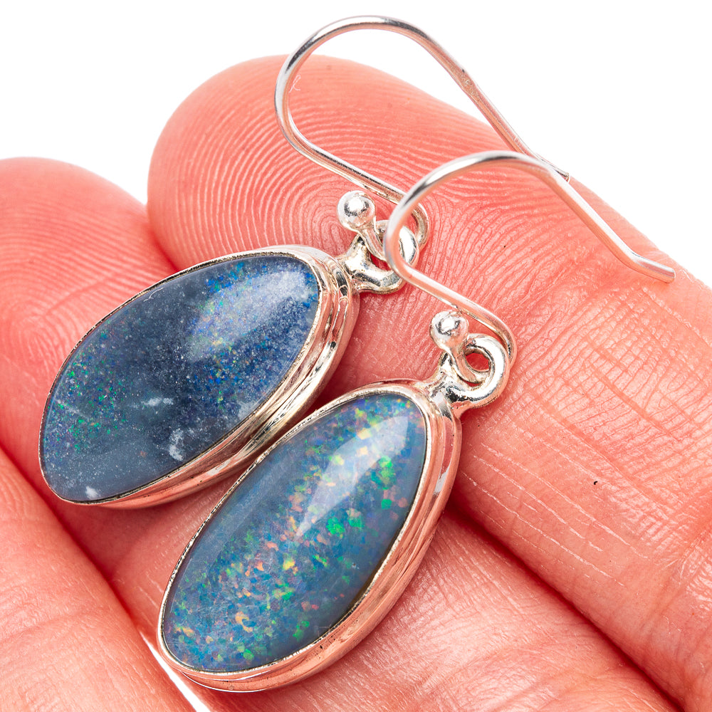 Rare Triplet Opal Earrings 1 3/8" (925 Sterling Silver) E1624