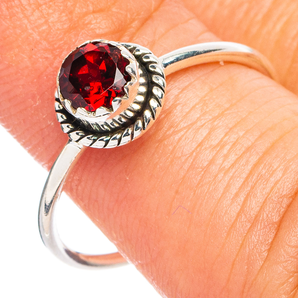 Dainty Garnet Ring Size 7 (.925 Sterling Silver)